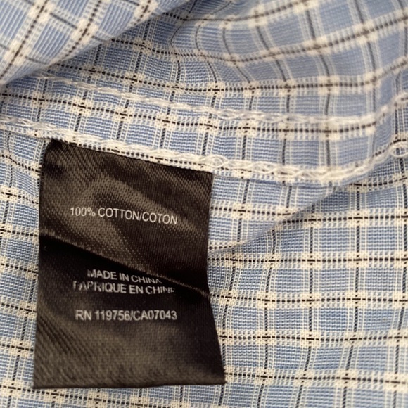 Men shirt J Campbell Los Angeles blue plaid button down long sleeve shirt M - Picture 12 of 13